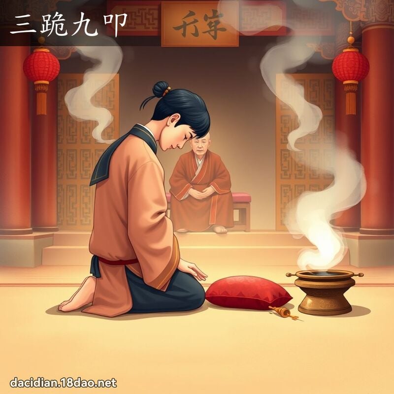 三跪九叩 - 國語大辭典配圖
