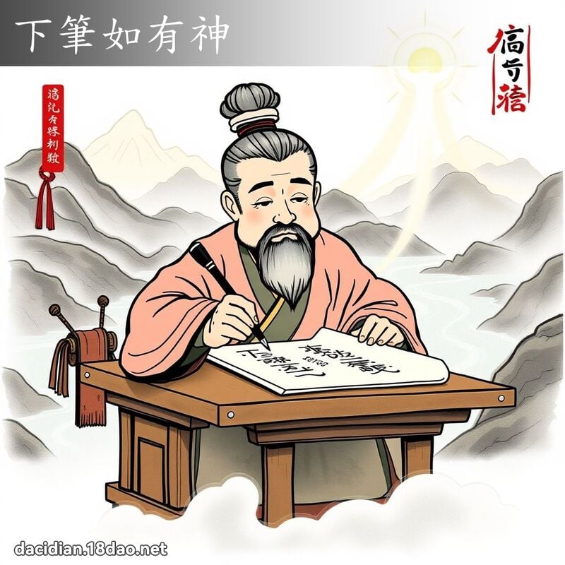 下笔如有神 - 国语大辞典配图