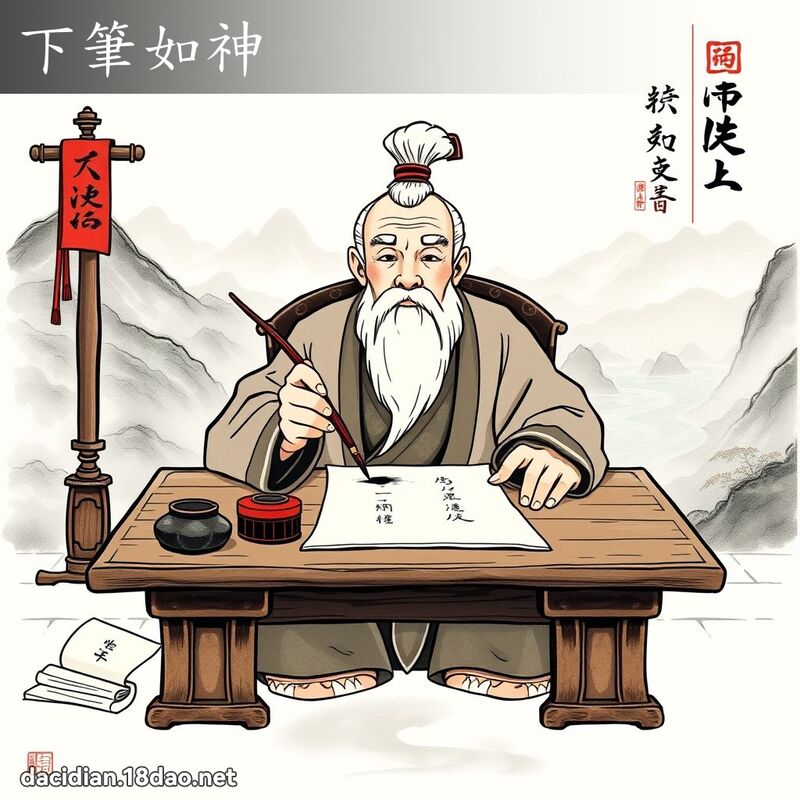 下笔如神 - 国语大辞典配图