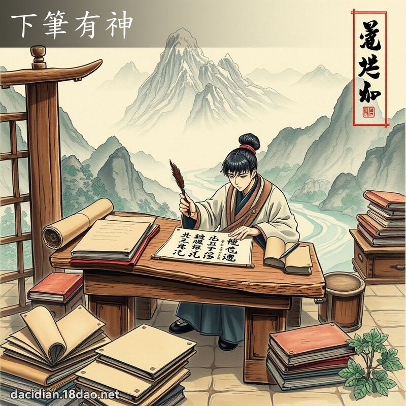 下笔有神 - 国语大辞典配图