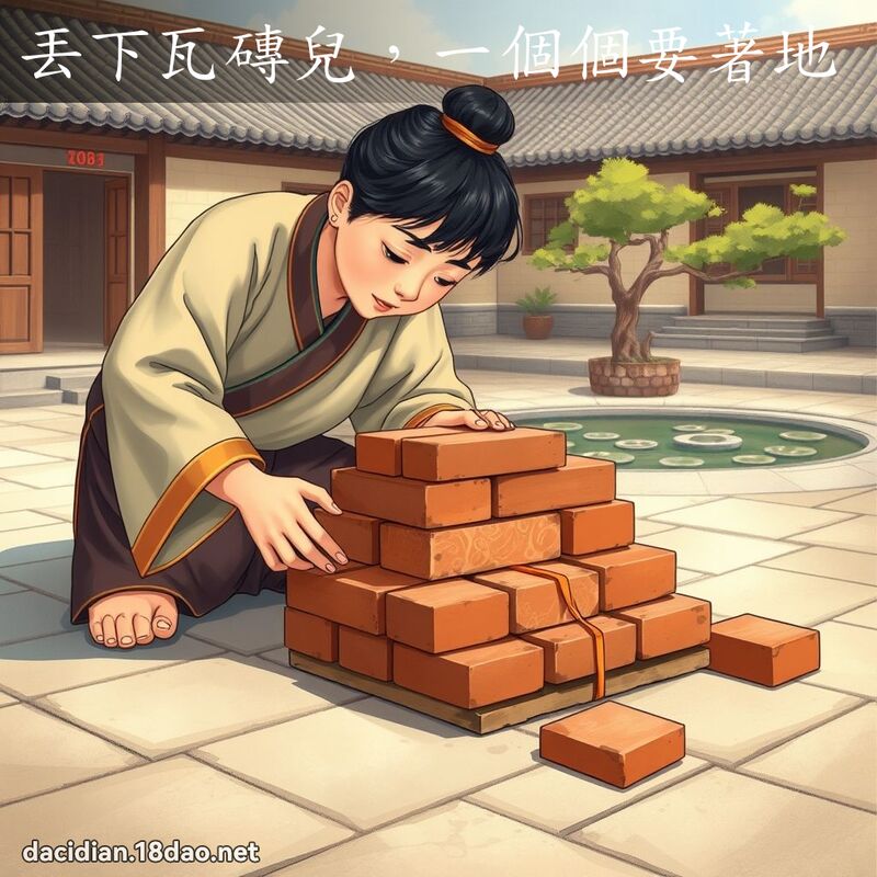 丟下瓦砖儿，一个个要著地 - 国语大辞典配图