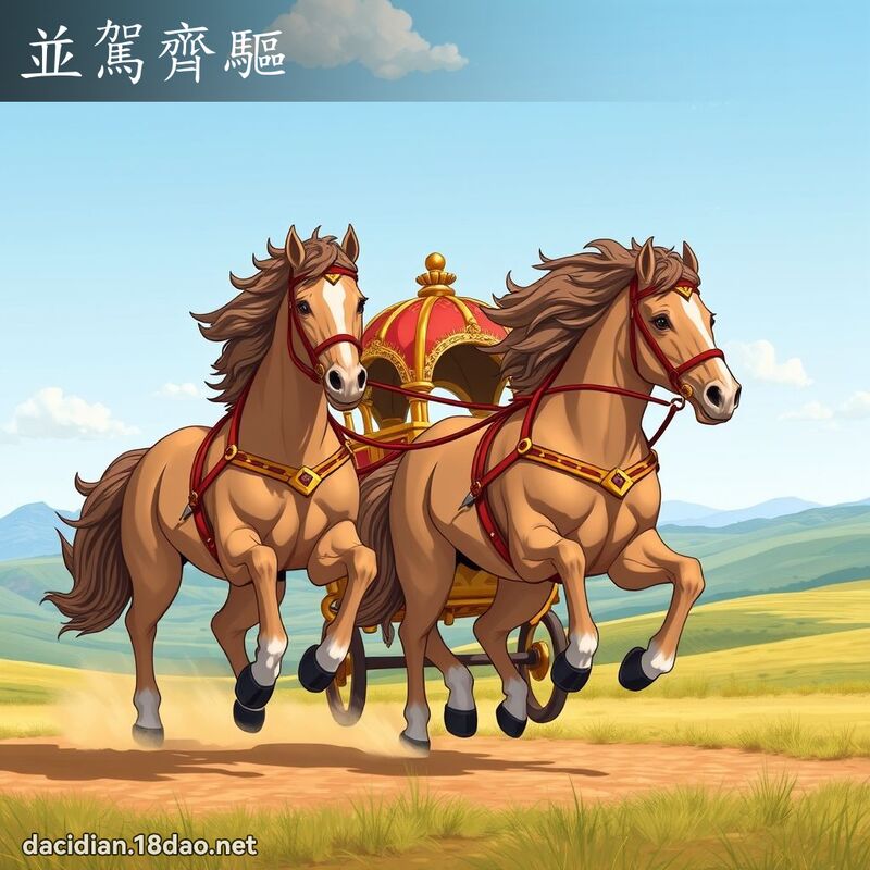 並駕齊驅 - 國語大辭典配圖
