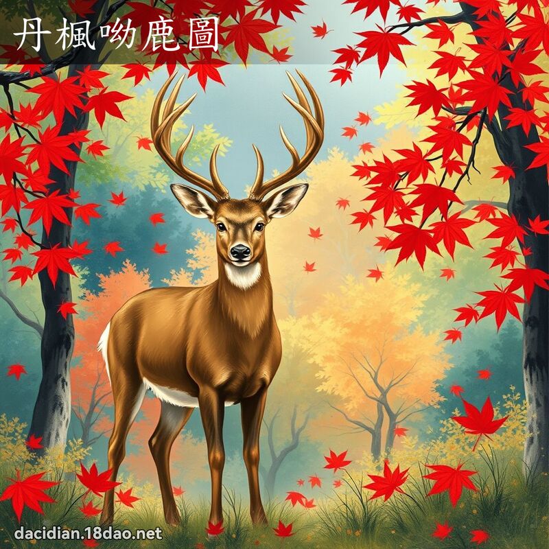 丹楓呦鹿圖 - 國語大辭典配圖