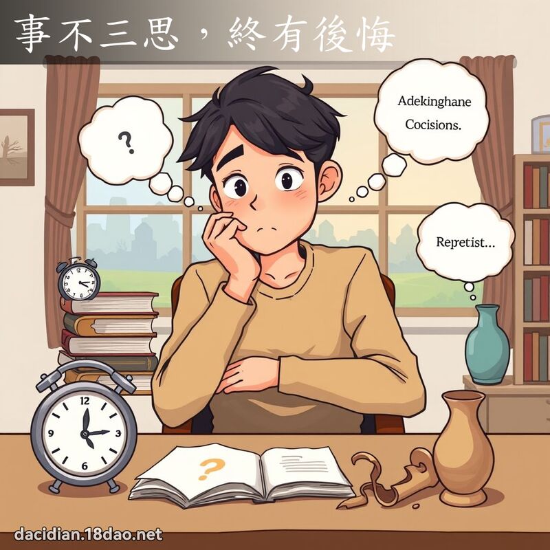 事不三思，終有後悔 - 國語大辭典配圖
