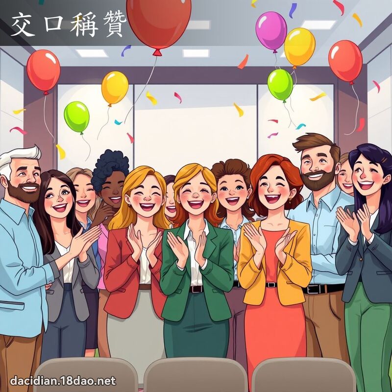 交口稱贊 - 國語大辭典配圖