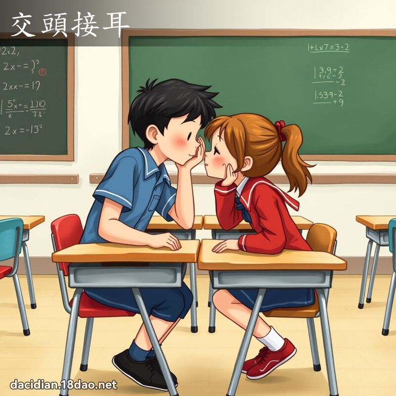 交頭接耳 - 國語大辭典配圖