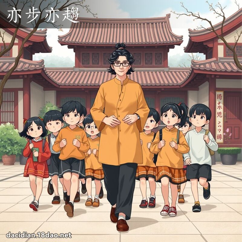 亦步亦趨 - 國語大辭典配圖