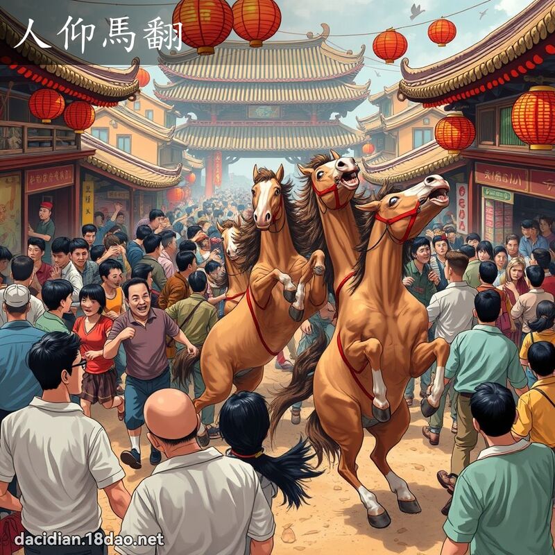 人仰馬翻 - 國語大辭典配圖