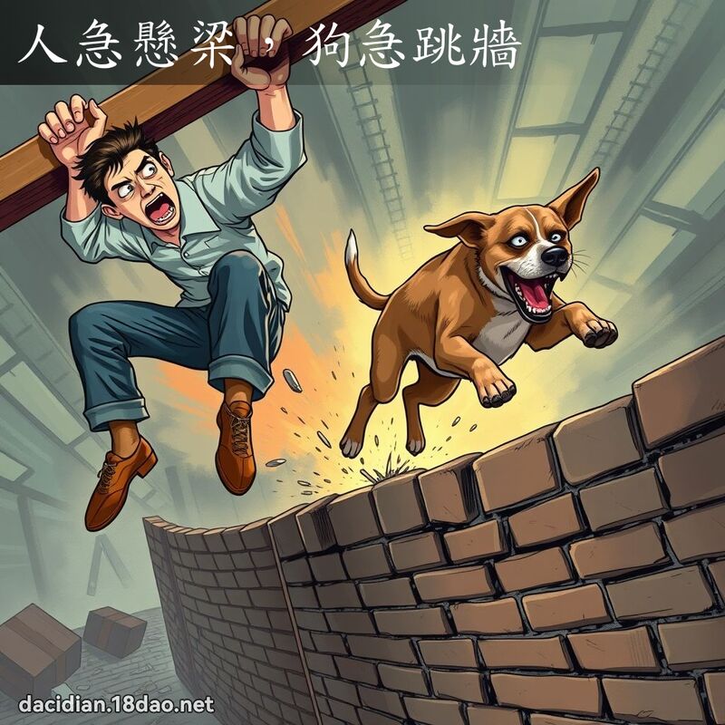 人急悬梁，狗急跳墙 - 国语大辞典配图