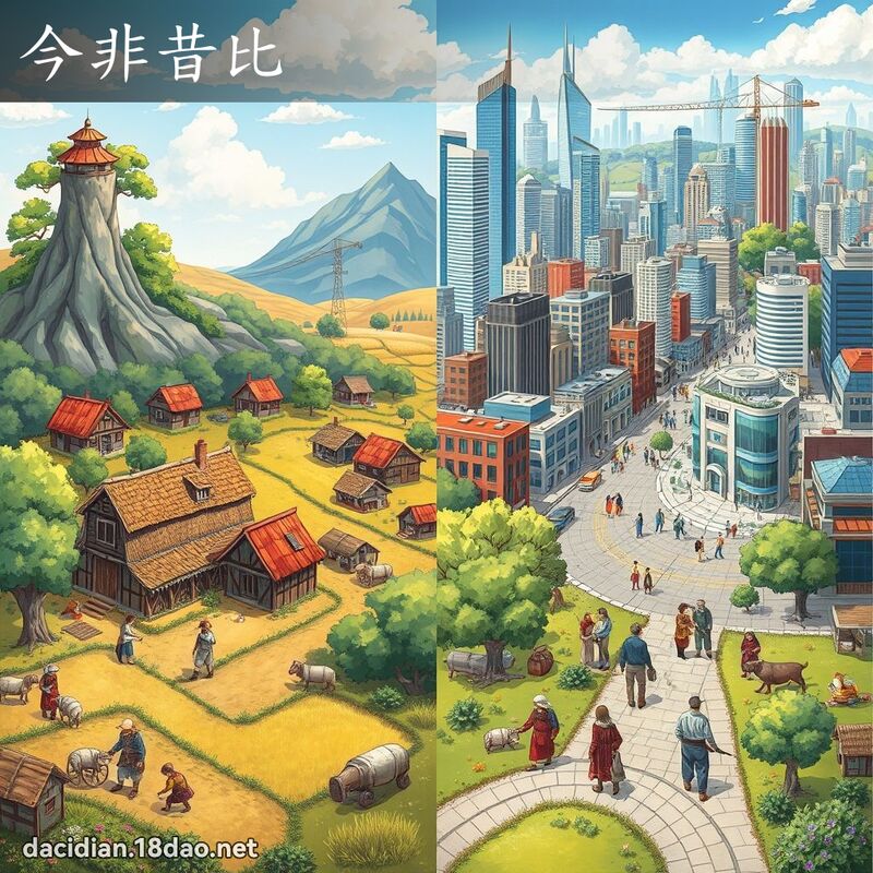今非昔比 - 國語大辭典配圖