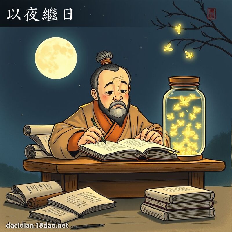 以夜繼日 - 國語大辭典配圖