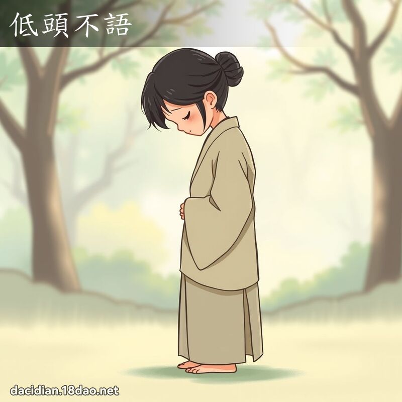 低頭不語 - 國語大辭典配圖