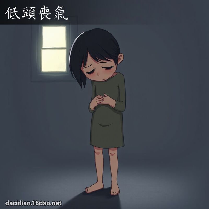 低头丧气 - 国语大辞典配图