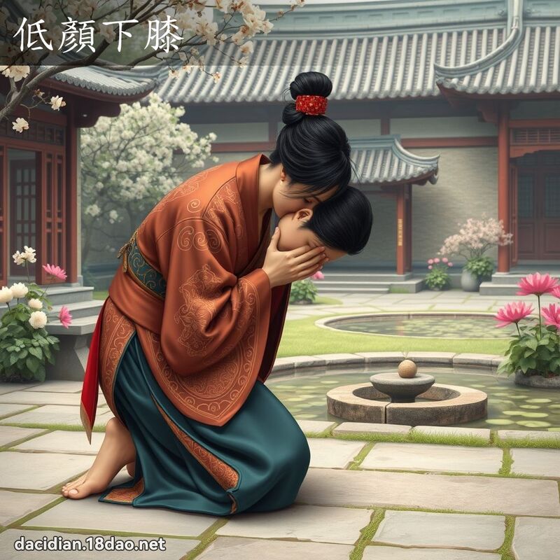 低顏下膝 - 國語大辭典配圖
