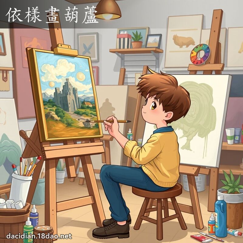 依樣畫葫蘆 - 國語大辭典配圖