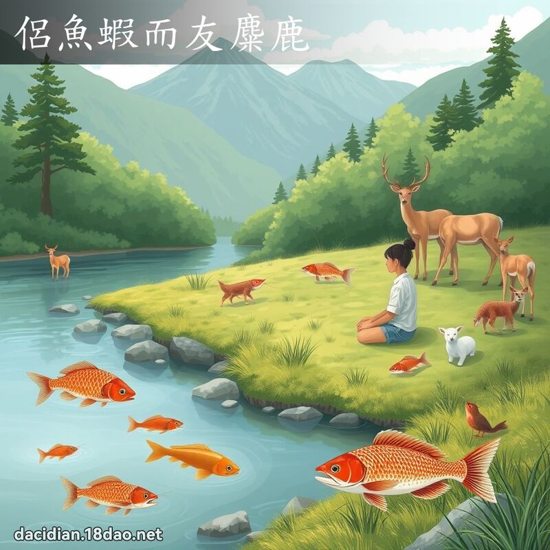 侶魚蝦而友麋鹿 - 國語大辭典配圖