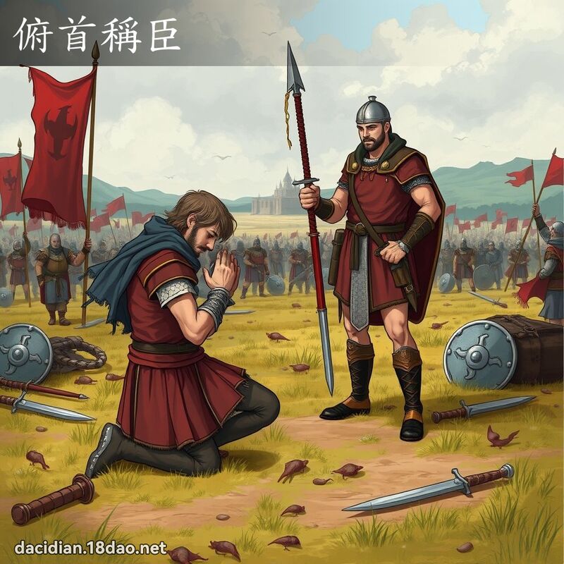 俯首称臣 - 国语大辞典配图