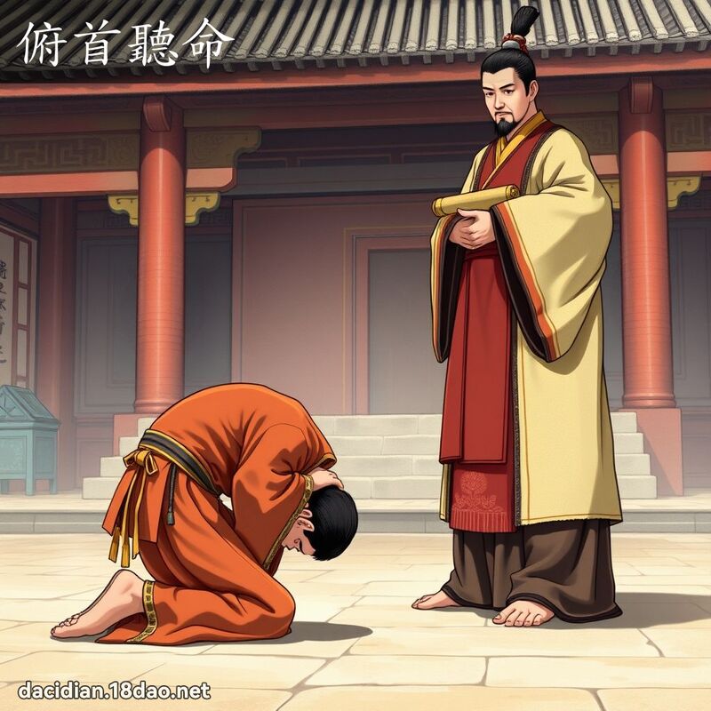 俯首聽命 - 國語大辭典配圖