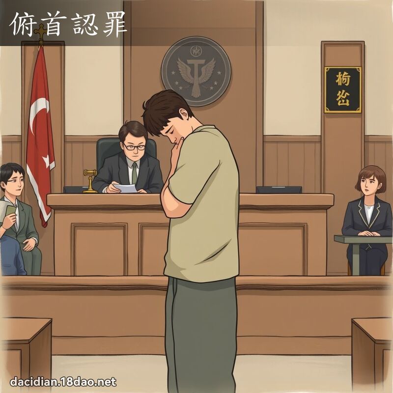 俯首認罪 - 國語大辭典配圖