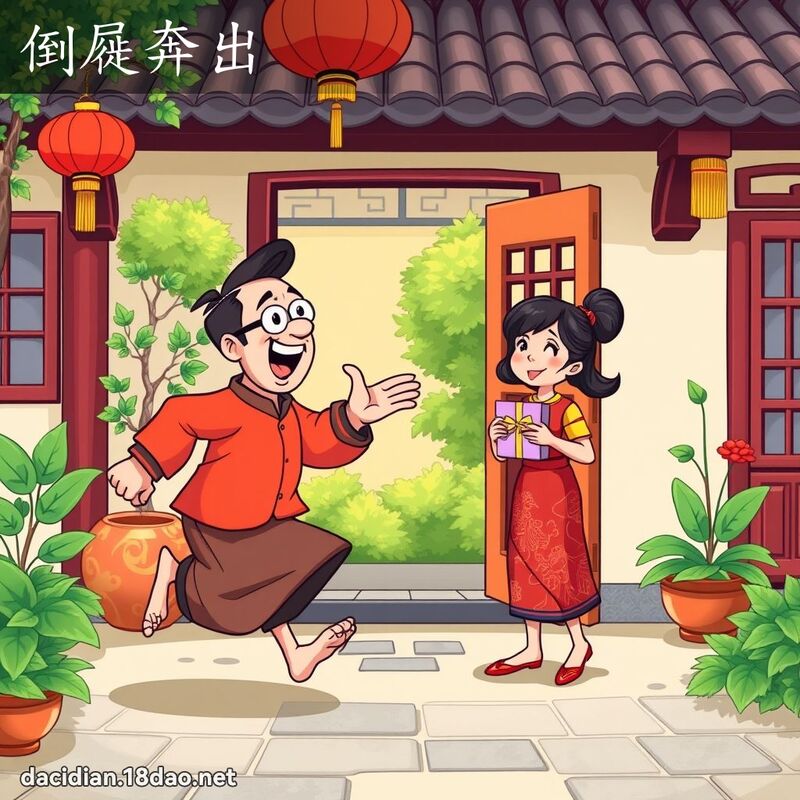 倒屣奔出 - 國語大辭典配圖
