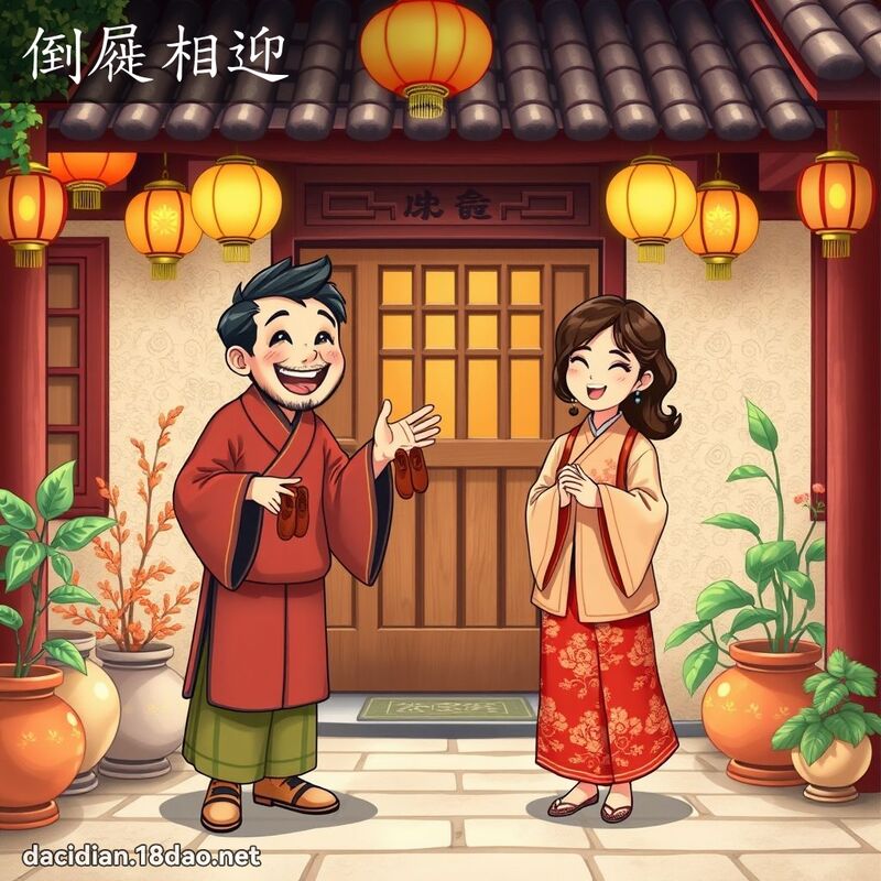 倒屣相迎 - 國語大辭典配圖