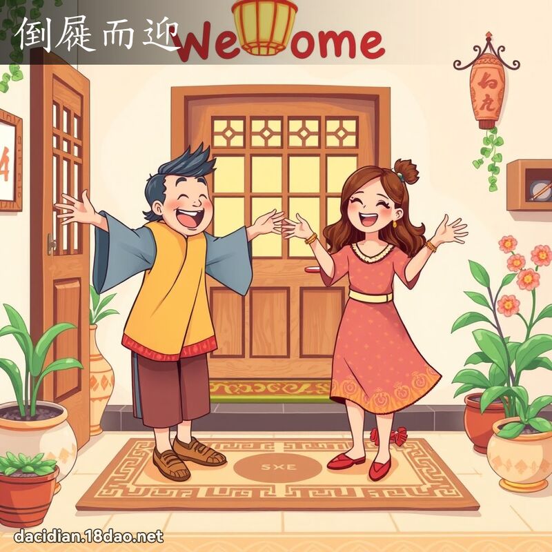倒屣而迎 - 国语大辞典配图