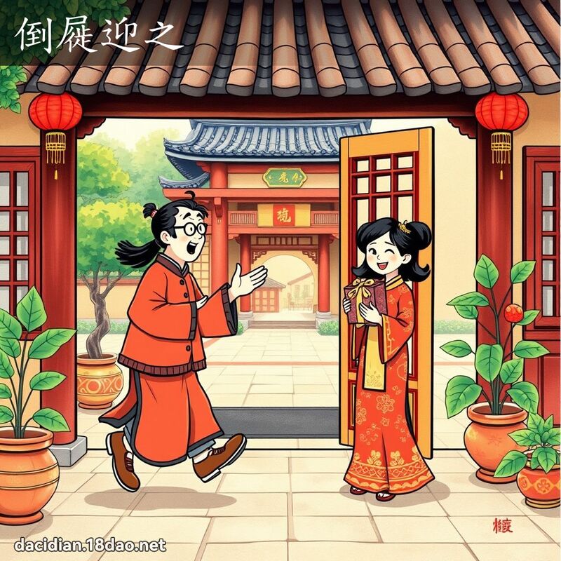 倒屣迎之 - 国语大辞典配图