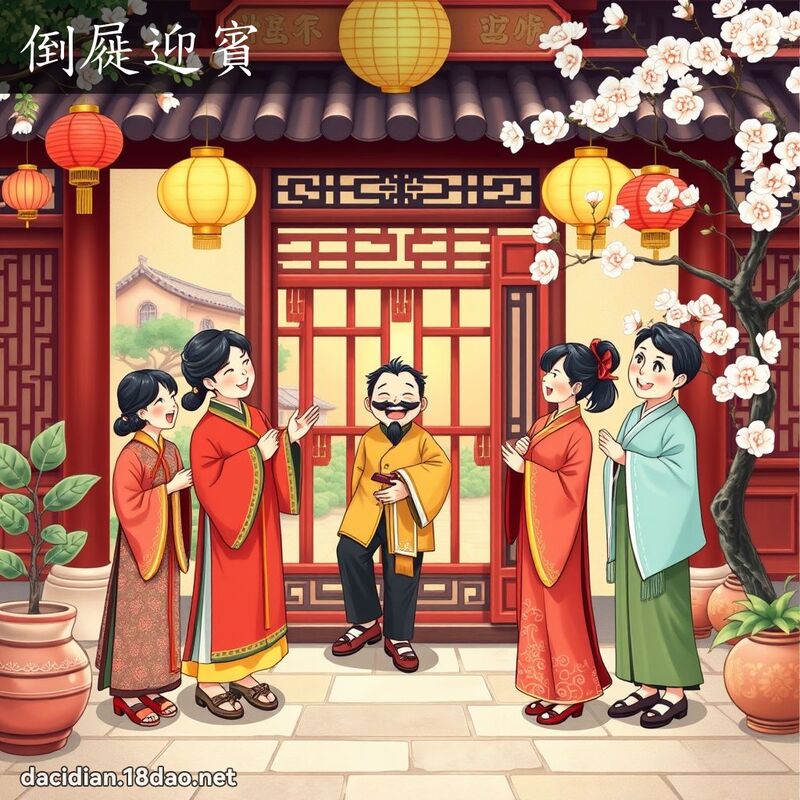倒屣迎賓 - 國語大辭典配圖
