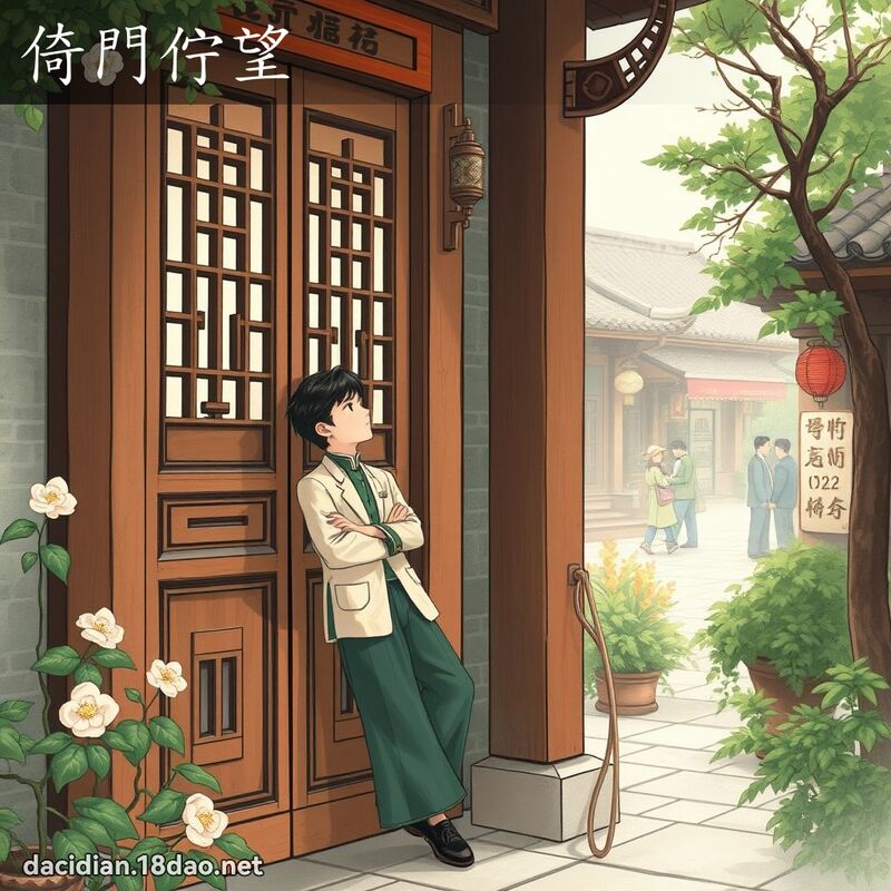 倚门佇望 - 国语大辞典配图