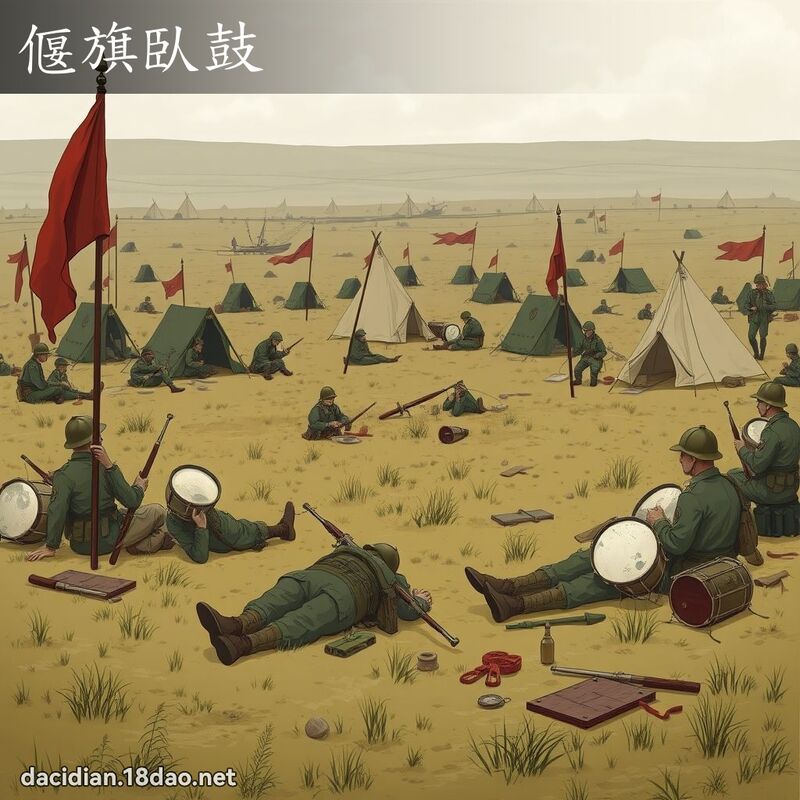 偃旗臥鼓 - 國語大辭典配圖