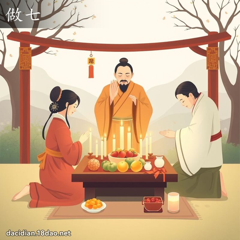 做七 - 国语大辞典配图
