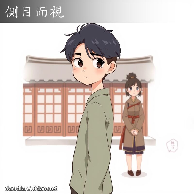 侧目而视 - 国语大辞典配图