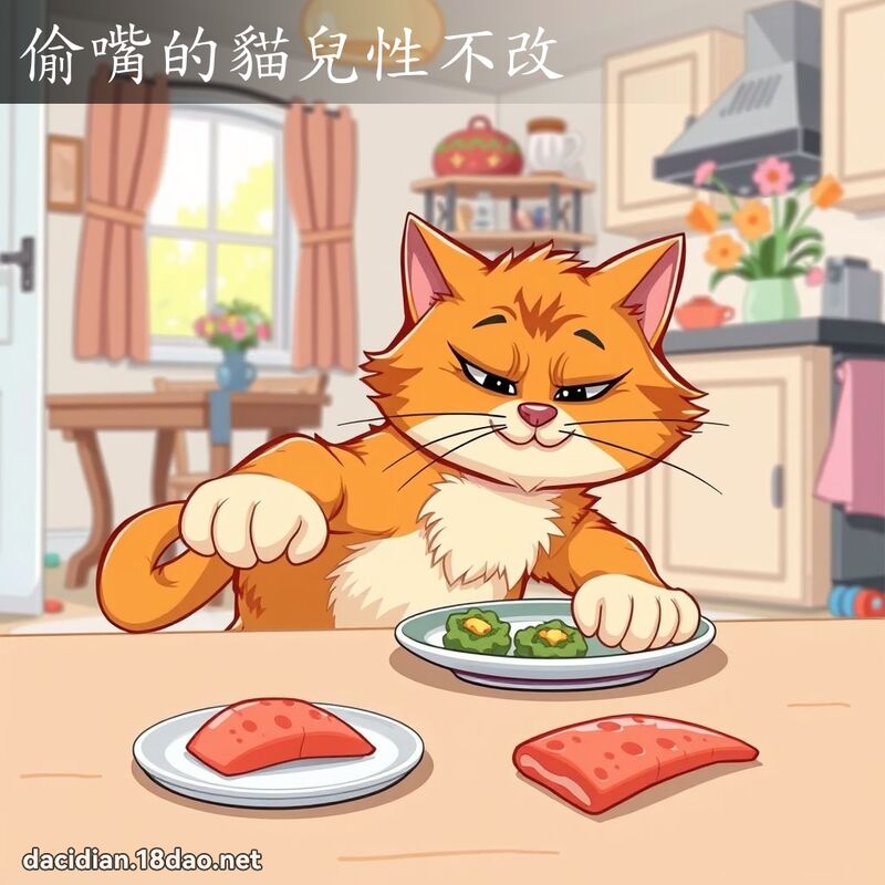 偷嘴的貓兒性不改 - 國語大辭典配圖