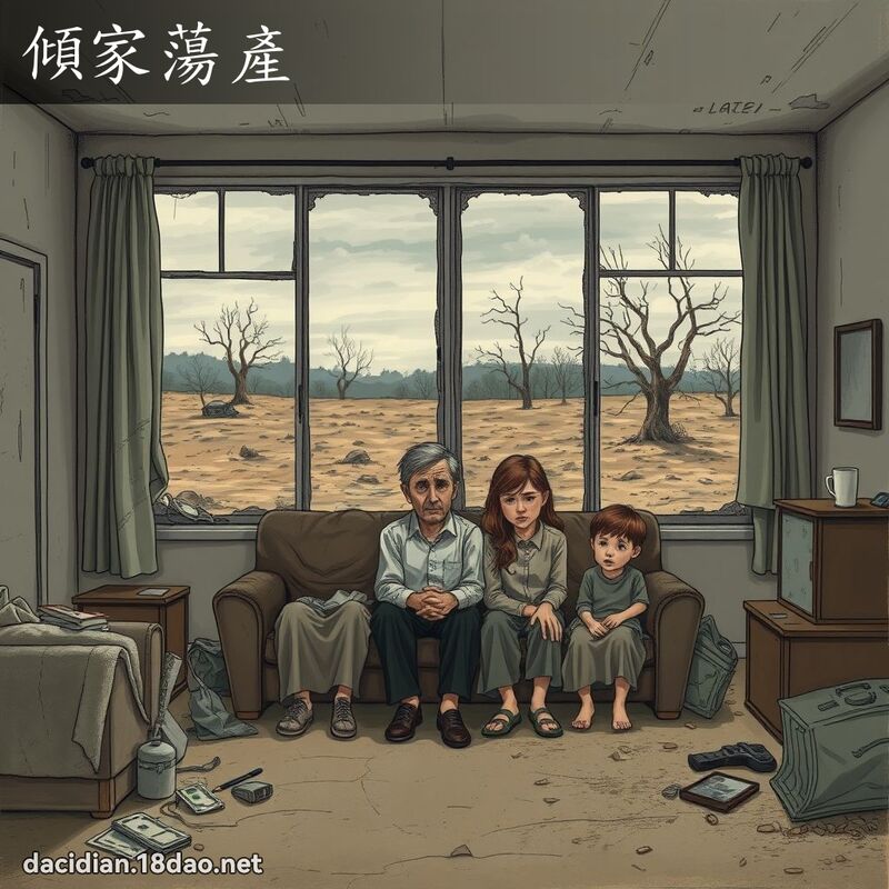 傾家蕩產 - 國語大辭典配圖