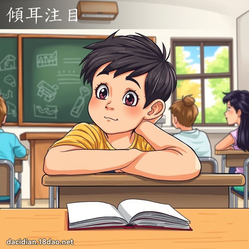 傾耳注目 - 國語大辭典配圖