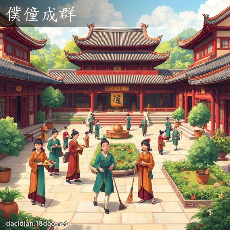 仆僮成群 - 国语大辞典配图