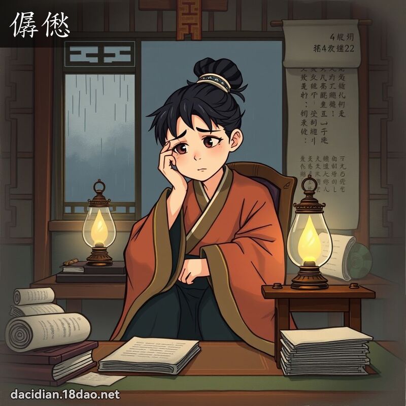僝僽 - 国语大辞典配图
