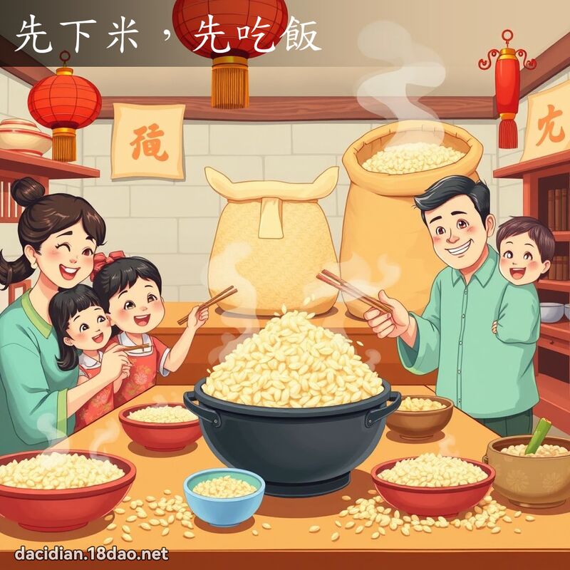 先下米，先吃饭 - 国语大辞典配图