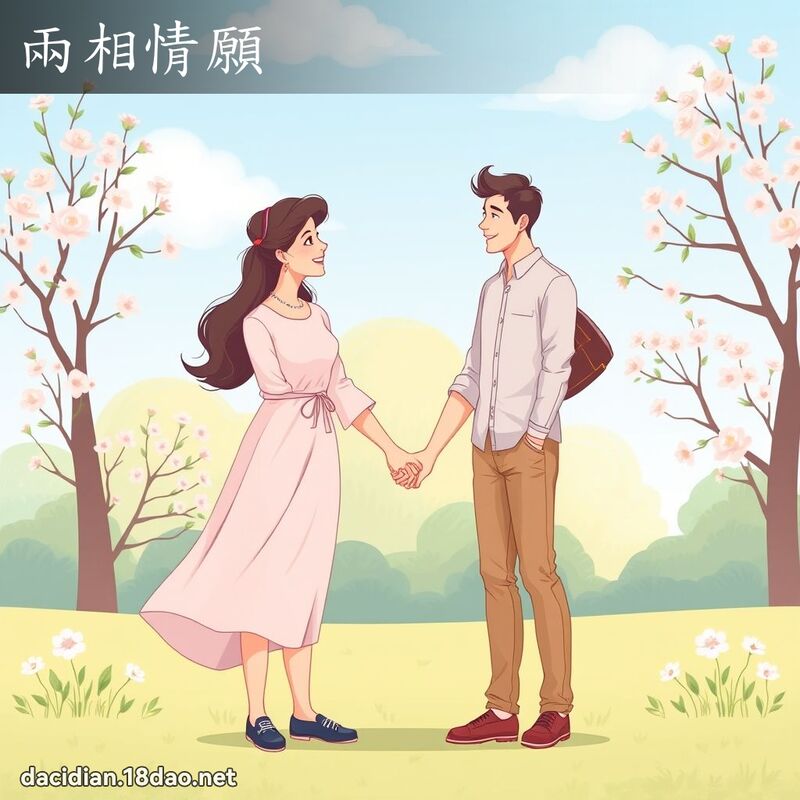 兩相情願 - 國語大辭典配圖