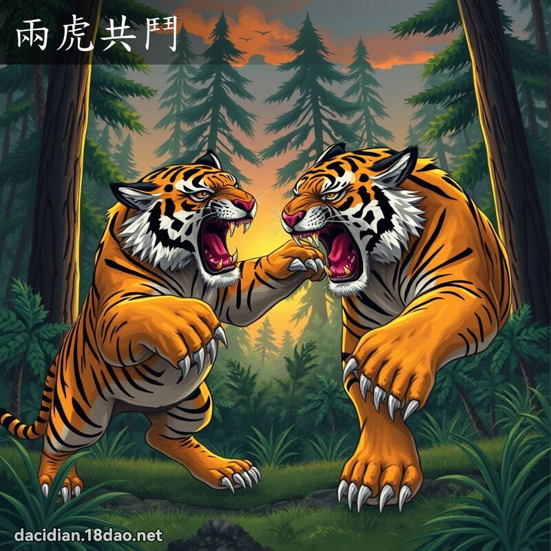 兩虎共鬥 - 國語大辭典配圖