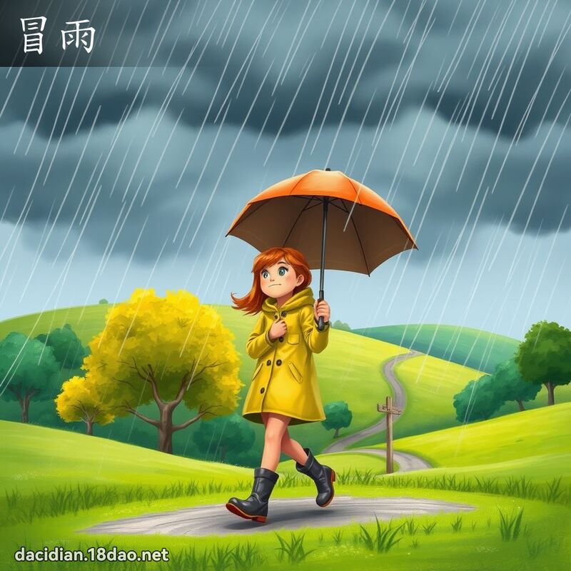 冒雨 - 國語大辭典配圖