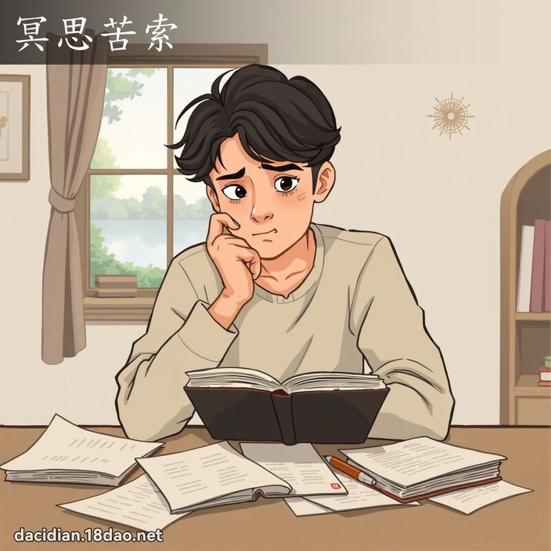 冥思苦索 - 国语大辞典配图