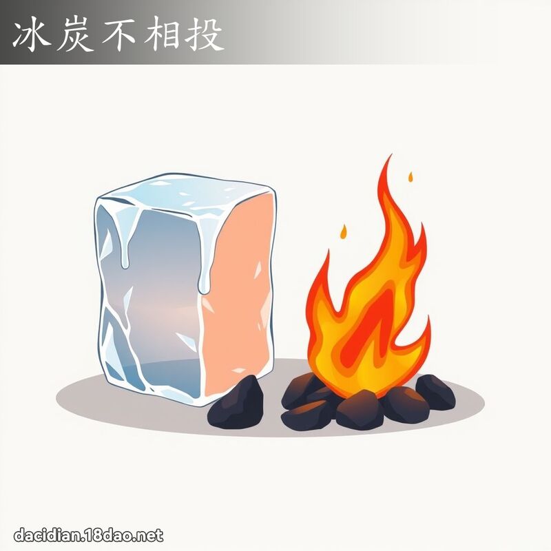 冰炭不相投 - 国语大辞典配图