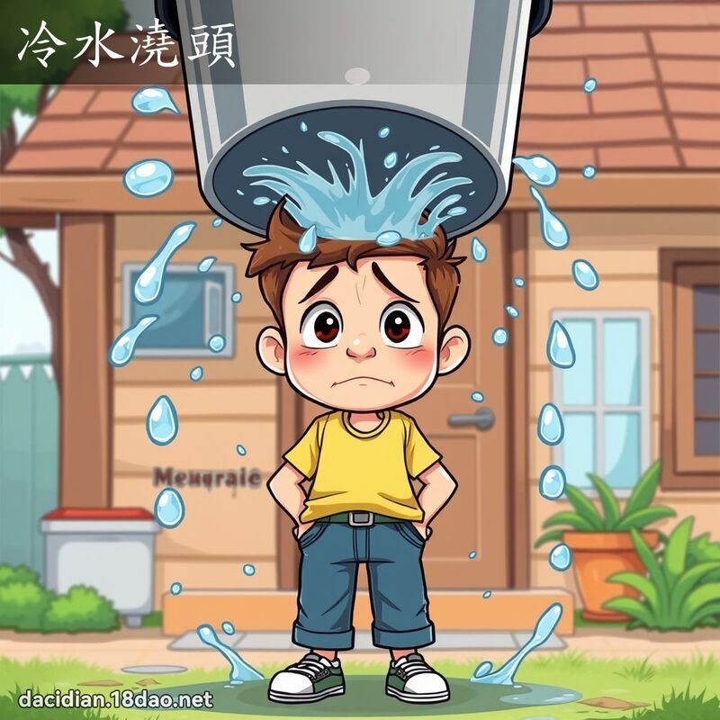 冷水澆頭 - 國語大辭典配圖