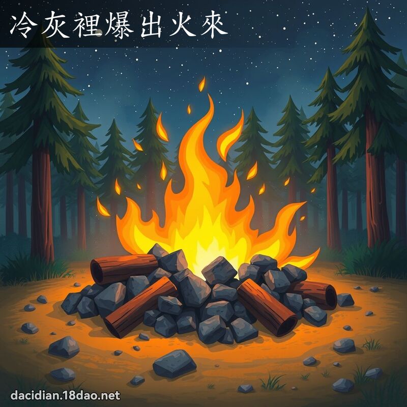 冷灰裡爆出火來 - 國語大辭典配圖