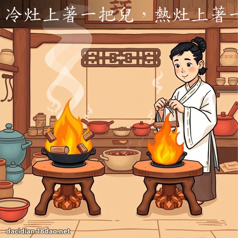 冷灶上著一把儿，热灶上著一把儿 - 国语大辞典配图