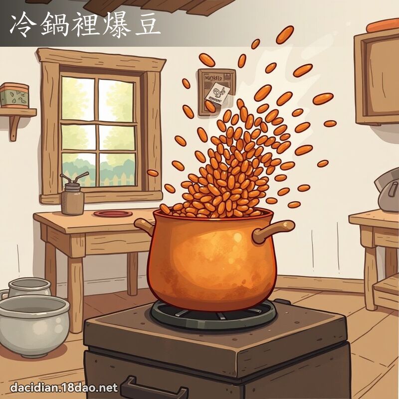 冷锅里爆豆 - 国语大辞典配图