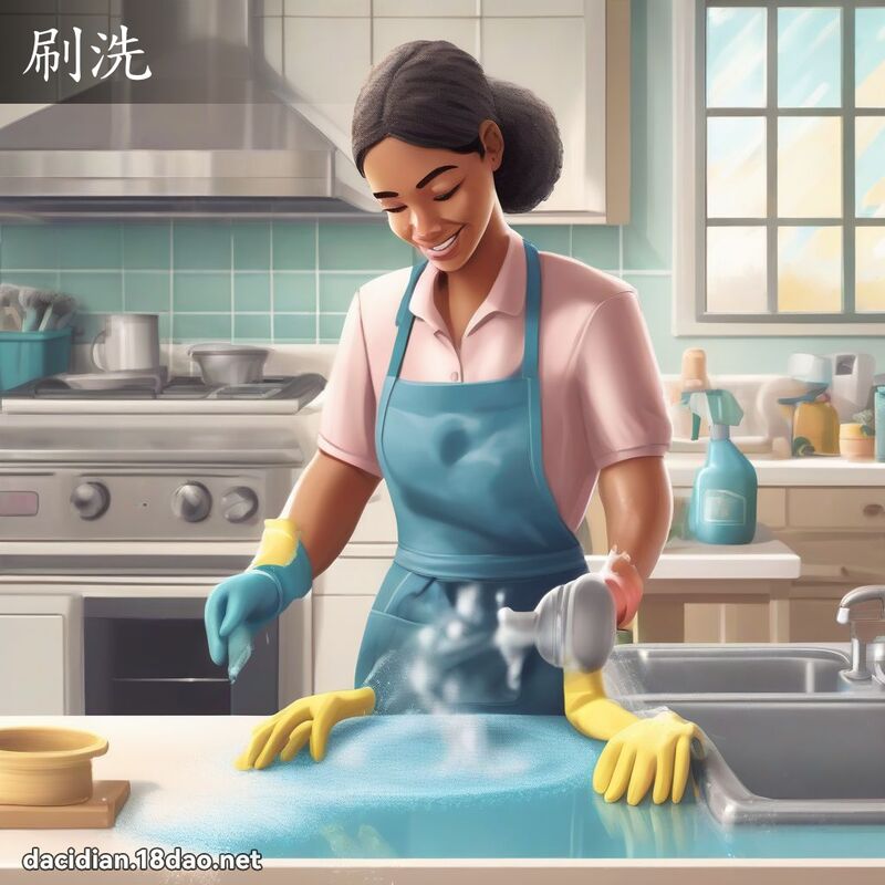 刷洗 - 国语大辞典配图