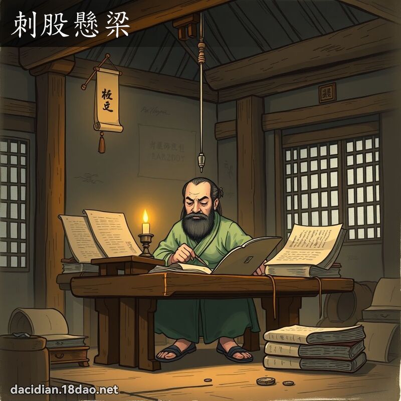 刺股懸梁 - 國語大辭典配圖
