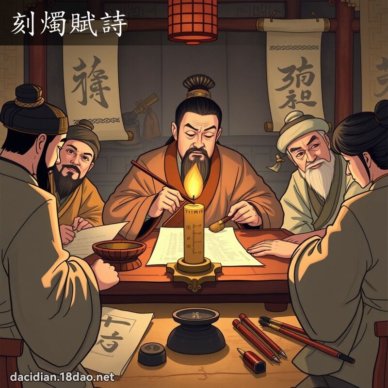 刻烛赋诗 - 国语大辞典配图